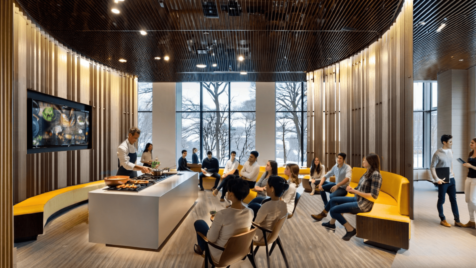Rendering of Victor Phillip Dahdaleh Hall Lobby