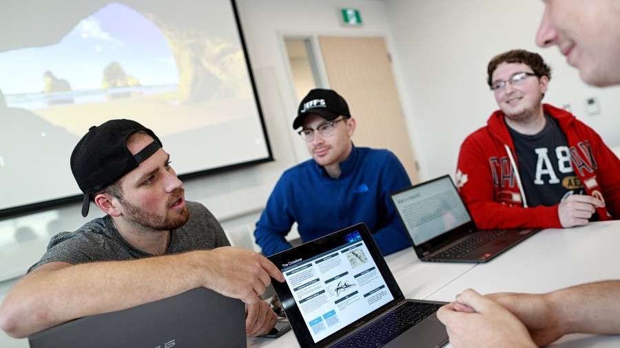 Students studying in Mulroney Hall