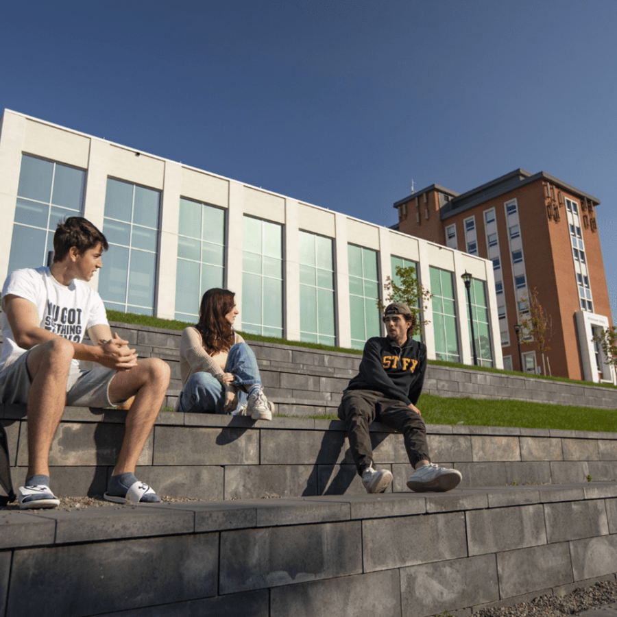 Students on steps of Mulroney Hall