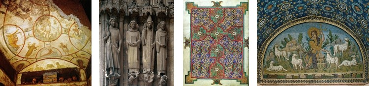 4 images representing medieval art