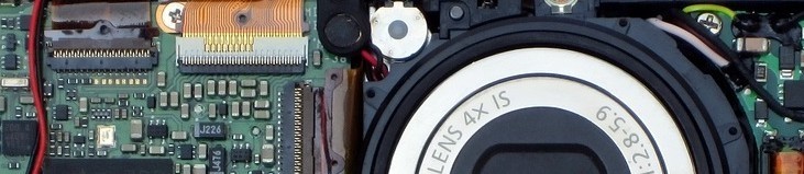 Camera lens among electronic chips