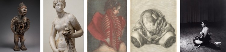 5 images showing different parts of the human body in art