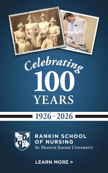 Graphic advertising Rankin School of Nursing's 100 year anniversary