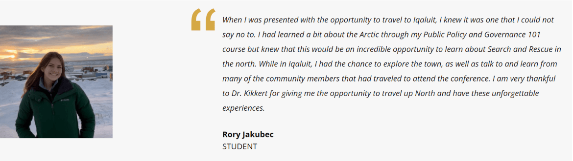 PGOV student testimonial quote