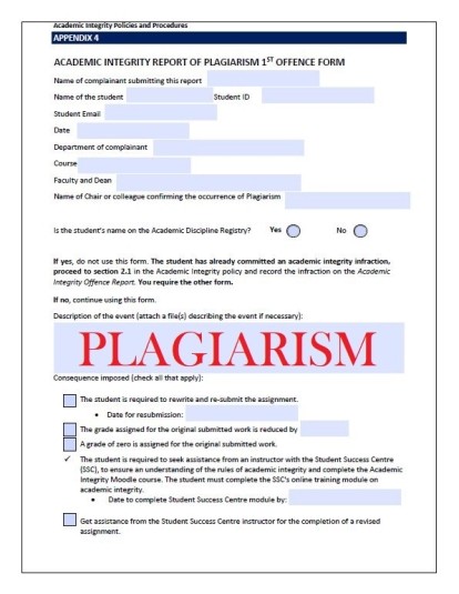 plagiarism form