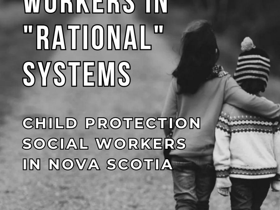 A black and white image of two children walking on a dirt road with the title of the talk "Relational workers in rational systems", date and time (Jan. 22 at 12pm).
