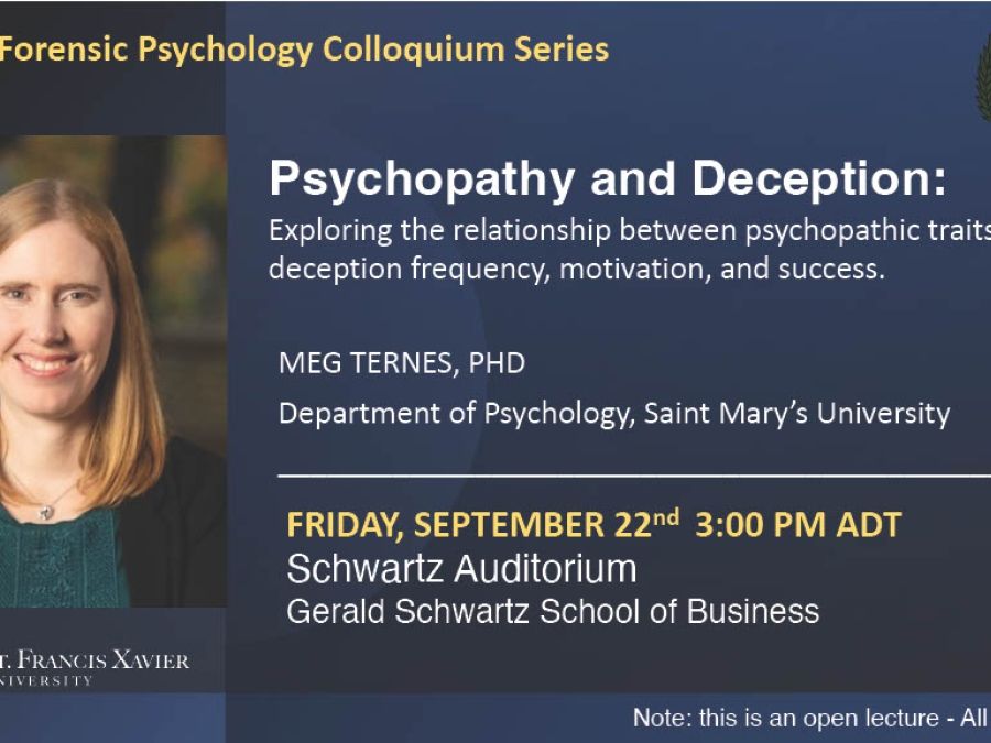 Dr. Meg Ternes, a forensic psychologist is pictured next to the information for her upcoming talk on September 22nd. 