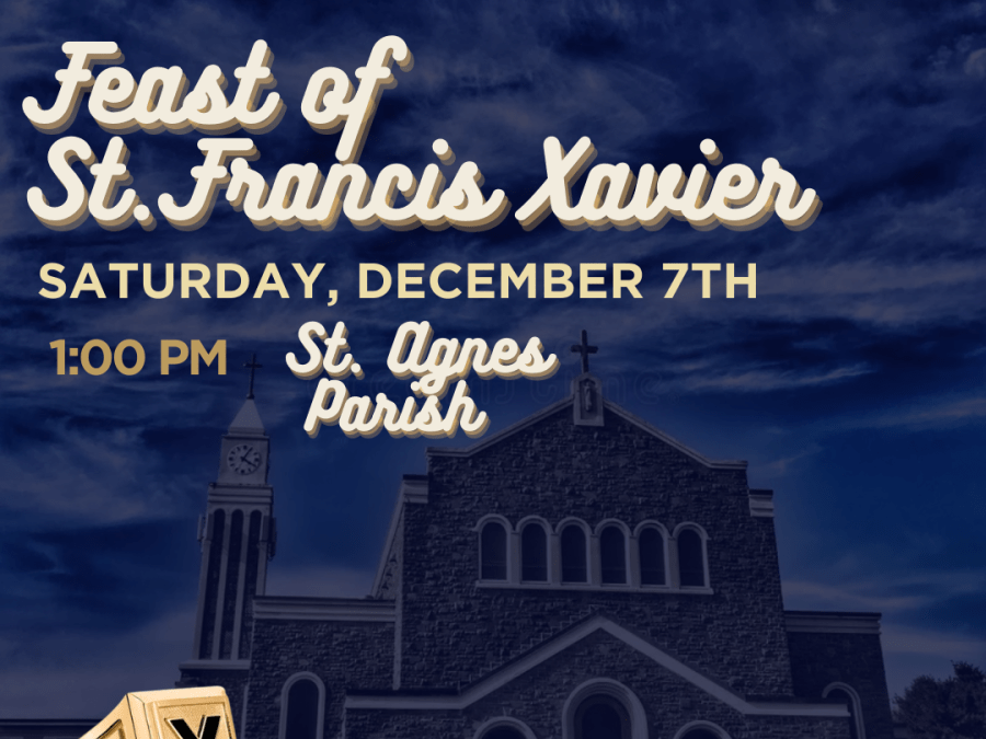 Promotional graphic for Feast of St. Francis Xavier Mass in Halifax