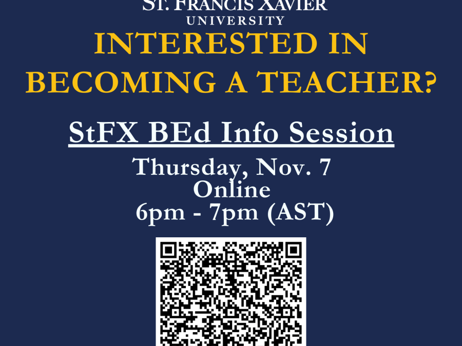 Promotional graphic for StFX BEd Info Session