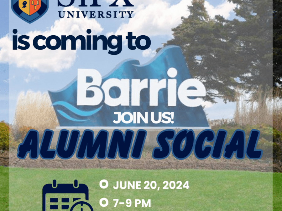 Promotional graphic for Barrie alumni reception