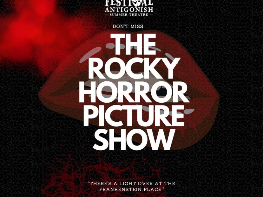 The design features iconic red lips and a dark background with the message "Don't Miss" at the top, evoking the classic feel of the cult musical. The quote, "There's a light over at the Frankenstein place," is also included, further referencing the beloved show.
