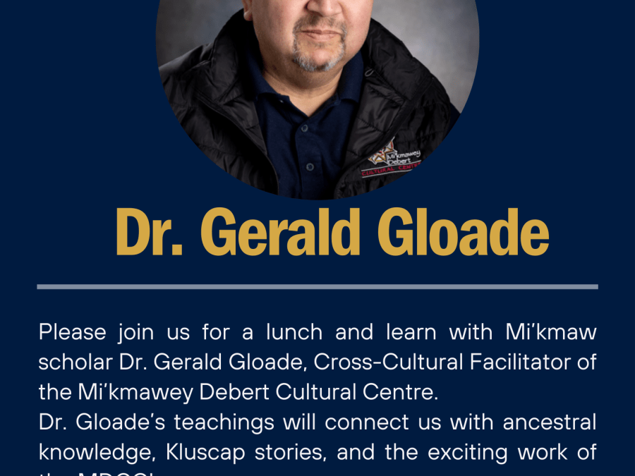 Promotional graphic for lunch & learn graphic with Dr. Gerald Gloade