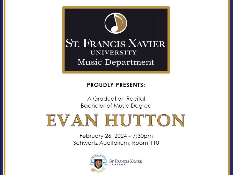 Evan Hutton Graduation Recital - February 26 @ 7:30pm (Schwartz Auditorium)
