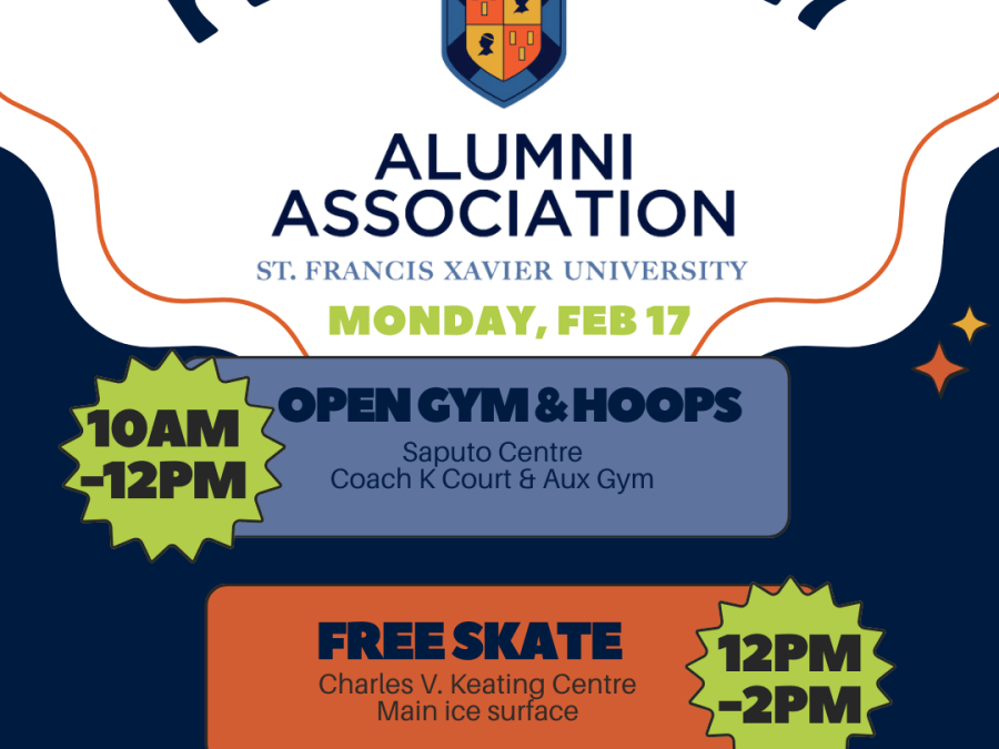 Family day at StFX, open gym, free skate, free swim