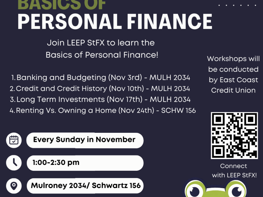 LEEP StFX Basics of Personal Finance Workshop poster