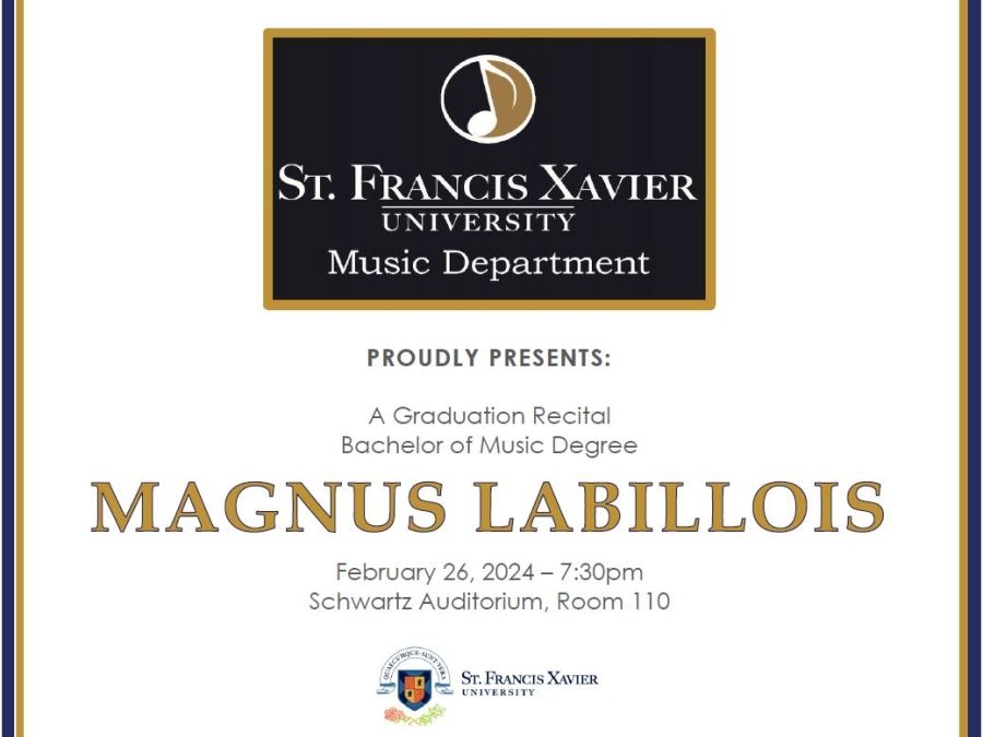 Magnus LaBillois Graduation Recital - February 26 @ 7:30pm (Schwartz Auditorium)
