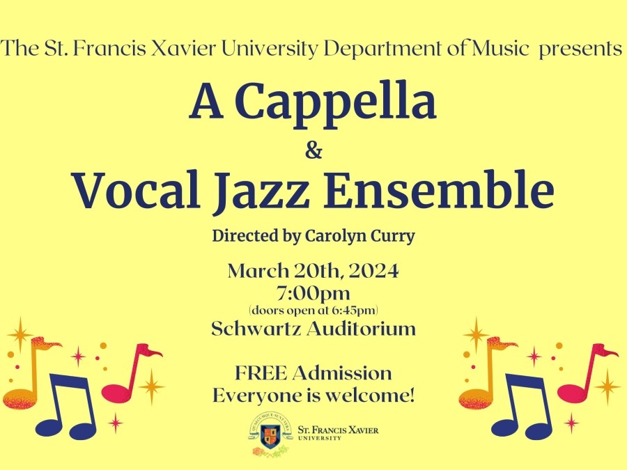 March 20 @ 7pm: A Cappella & Vocal Jazz Ensemble in the Schwartz Auditorium.