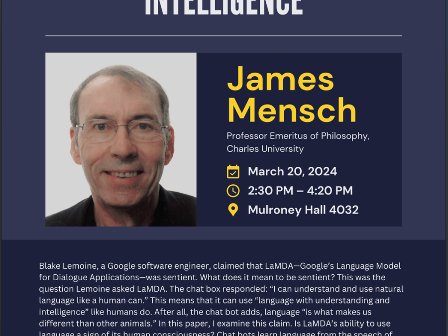 James Mensch, "Artificial vs. Natural Intelligence"