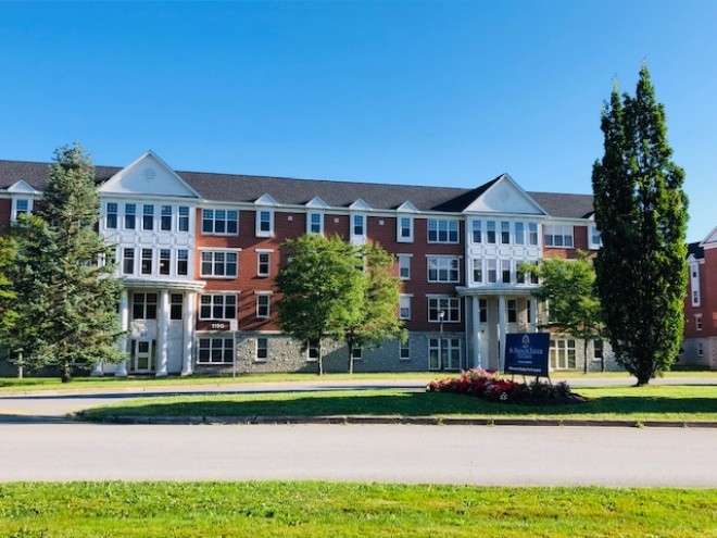 Somers Hall exterior of a sunny day.